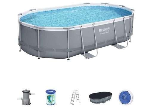 Bestway 56448 | Size 16.0 x 10.0 x 3.50 Ft | Power Steel Oval Metal Frame Portable Ready-Made Swimming Pool - Image 3