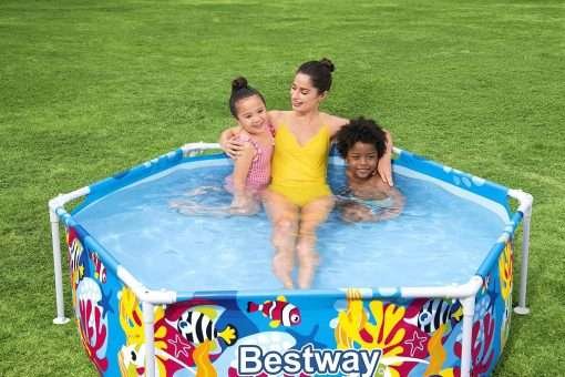 Bestway 5618T | Size 6.0 x 6.0 x 1.6 Ft | Steel Pro Round Metal Frame Portable Splash-in-Shade Swimming Pool - Image 3
