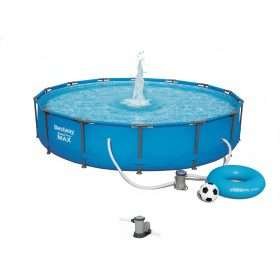 Bestway 56595 | Size 14.0 x 14.0 x 2.85 Ft | Steel Pro MAX Round Metal Frame Portable Ready-Made Swimming Pool