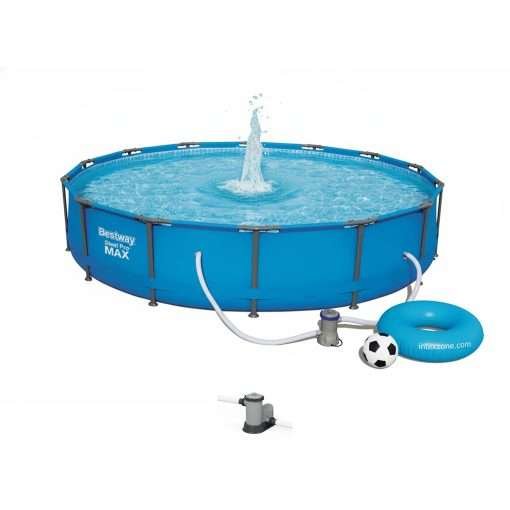 Bestway 56595 | Size 14.0 x 14.0 x 2.85 Ft | Steel Pro MAX Round Metal Frame Portable Ready-Made Swimming Pool