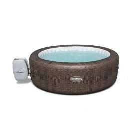 Bestway 60023 | Size 7.00 x 7.00 x 2.30 Ft | Inflatable Portable Spa Lay Z Bathtub St Moritz