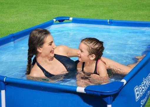Bestway 56401 | Size 7.3 x 4.9 x 1.30 Ft | Steel Pro Rectangular Metal Frame Portable Above Ground Swimming Pool - Image 2