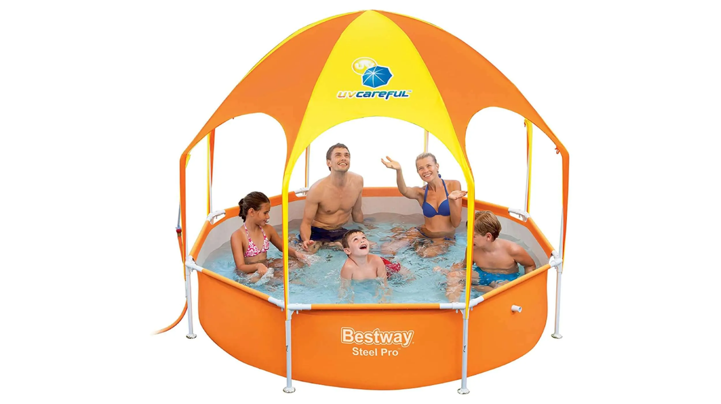 Bestway 56432 | Size 8.0 x 8.0 x 1.30 Ft | Round Metal Frame Portable Ready-Made Swimming Pool with Canopy - Image 4