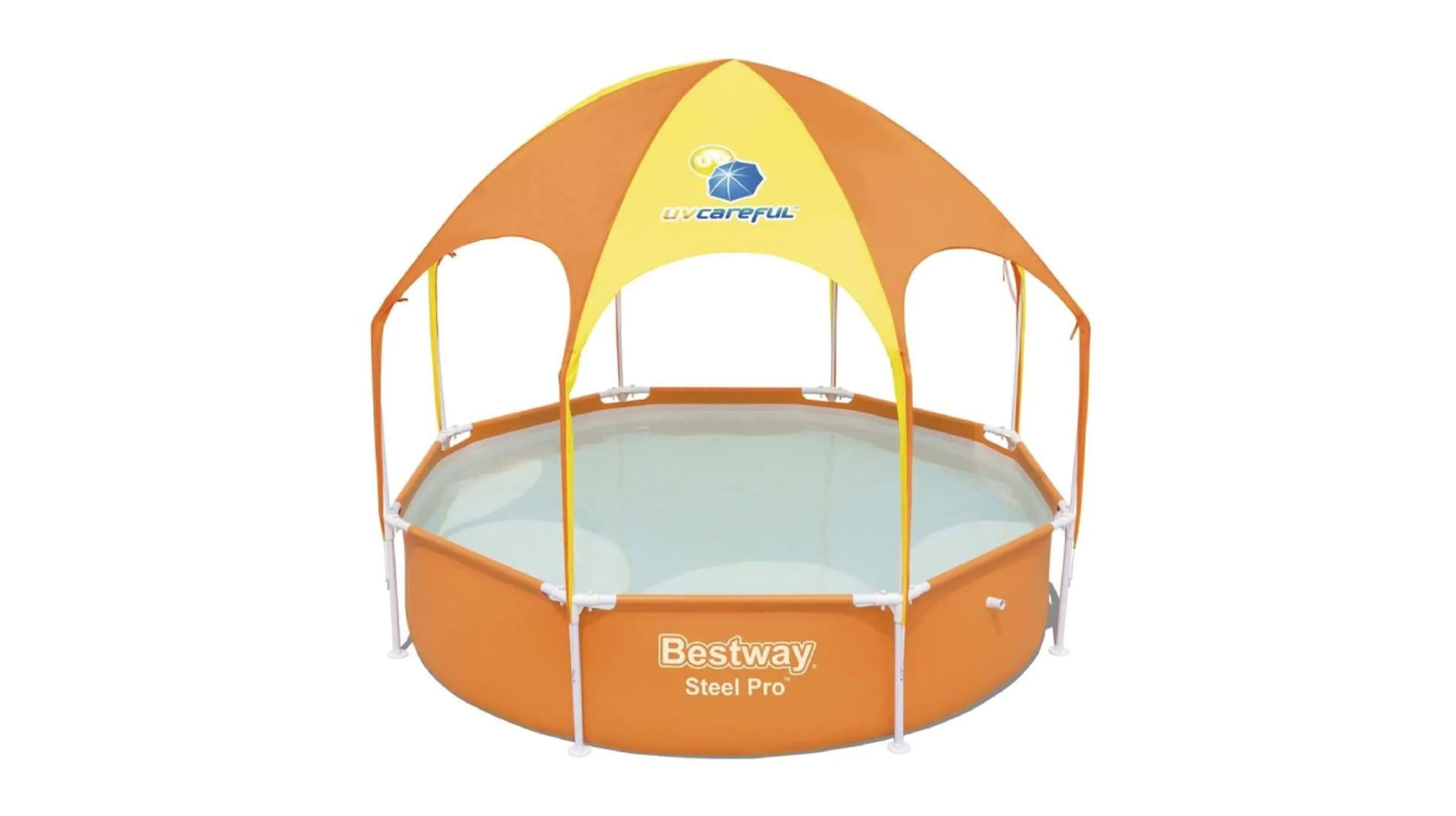 Bestway 56432 | Size 8.0 x 8.0 x 1.30 Ft | Round Metal Frame Portable Ready-Made Swimming Pool with Canopy - Image 3