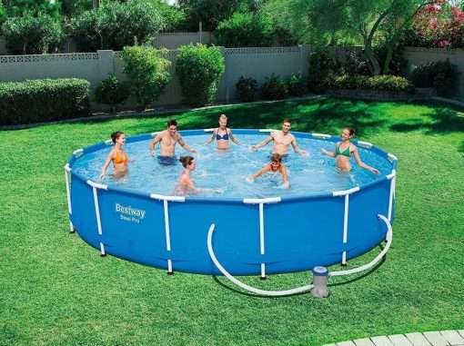Bestway 56595 | Size 14.0 x 14.0 x 2.85 Ft | Steel Pro MAX Round Metal Frame Portable Ready-Made Swimming Pool - Image 2