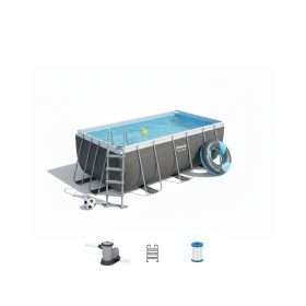 Bestway 56721 | Size 13.0 x 6.11 x 3.50 Ft | Power Steel Rectangular Metal Frame Portable Ready-Made Swimming Pool