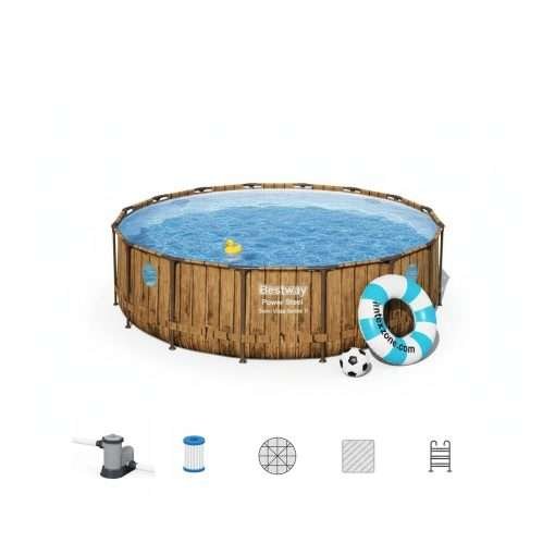 Bestway 56725 | Size 16.0 x 16.0 x 4.00 Ft | Power Steel Vista Series Round Metal Frame Portable Ready-Made Swimming Pool