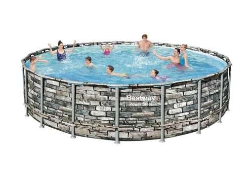 Bestway 56883 | Size 20.0 x 20.0 x 4.50 Ft | Power Steel Round Metal Frame Portable Ready-Made Swimming Pool - Image 2