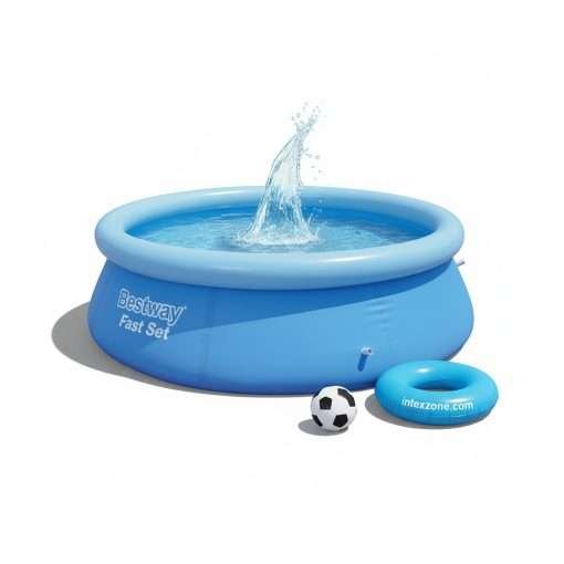 Bestway 57308 | Size 12.0 x 12.0 x 2.5 Ft | Inflatable Round Fast Set Portable Ready-Made Swimming Pool