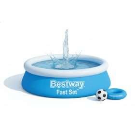 Bestway 57392 | Size 6.0 x 6.0 x 2.0 Ft | Inflatable Round Fast Set Portable Ready-Made Swimming Pool