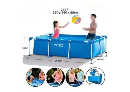Intex 28271 | Size 8.53 x 5.25 x 2.13 Ft | Rectangular Metal Frame Portable Above Ground Swimming Pool - Image 2