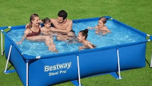 Bestway 56403 | Size 8.6 x 5.6 x 2.00 Ft | Steel Pro Rectangular Metal Frame Portable Above Ground Swimming Pool - Image 3